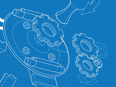 How to grow up your robot blueprint drawing illustration mech robot technical