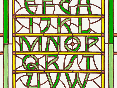 Alphabet in Stained Glass art nouveau lettering stained glass