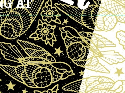 birds birds gig gold illustration poster screenprint tattoo