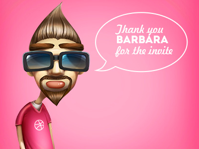 Thank you Barbara character debut dribbble invitation