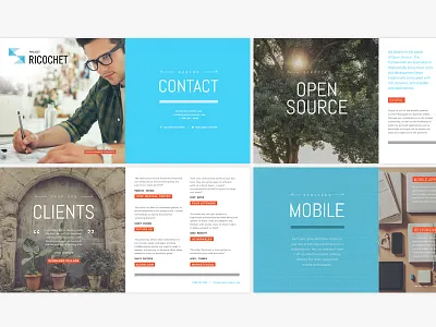 Ricochet Brochure Off to the Printer booklet branding brochure collateral cyan gutensite print red tech