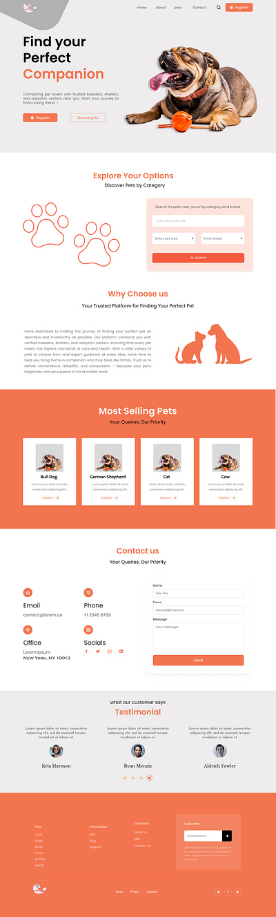 Pet Website branding breed busines businesswebsite dog graphic illustration pets petselling website ui vector websitedesign