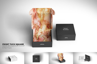 Front Tuck Square Mailing Box Mockup box mockup branding branding mock up customizable front tuck square box mailer box mock up mailing box mockup mock up mockups packaging personalized realistic roll end shipping box showcase smart object square box square box mockup square mailing box mockup