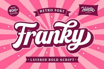 Franky - Retro Script 80s 80s font bold bold script branding extrude font franky retro script layered font logotype outline packaging poster retro font retro script shadow tshirt vintage font vintage script