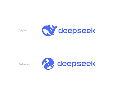 DeepSeek Logo Redesign Concept ai logo branding brandmark deepseek deepseek logo deepseek logo redesign famous brand logo redesign graphic design logo logo design logo redesign tech branding