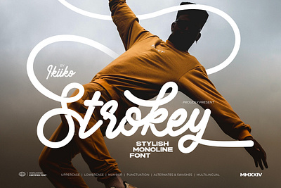 Strokey - Stylish Monoline Font bold script font hipster hypebeast line logo logo script modern script monoline script stroke stylish swash trendy typeface typography