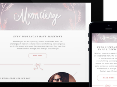 Momcierge branding feminine handwritten illustration jessica pine kc logo mobile mom responsive ui web