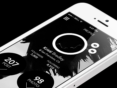 Profile page_Free PSD black bw circle free psd down gui interface ios7 profile ui ux white