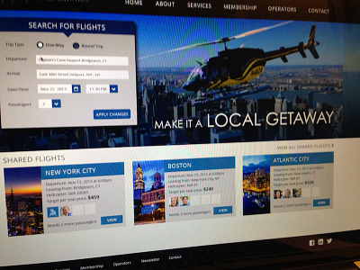 Helicopter Website blue flat travel ui wip