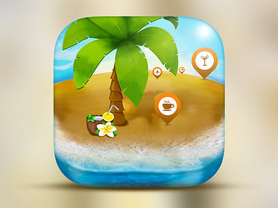 Summer Icon app blue depth icon island map ocean palm tree pin sea summer sunny