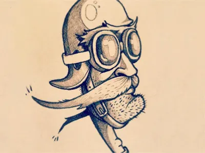 Vibin' goggles moleskine moustache pencil rider sketch stache