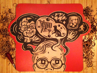 Thought Bubbles bubbles trailer park boys woodcut