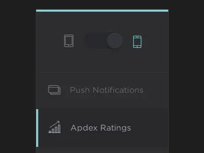 Dark ui blue dark glow icon indent interface ipad iphone sidebar slider toggle ui