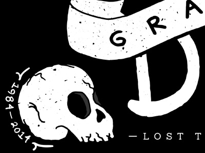 Gracious Dave peek black hand drawn hand lettering illustration skull typography white