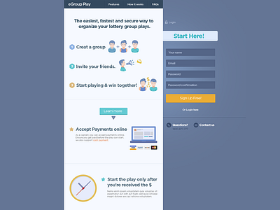 Egroup Landing page flat design flat website home page landing page lottery website