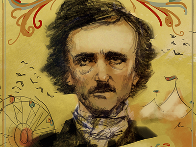 Poe book book cover drawing illustration painting pencil poe