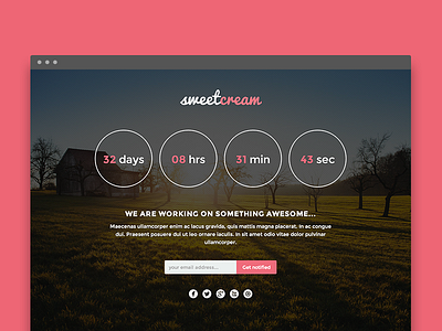 Sweetcream-Countdown coming soon countdown design flat landing page minimalism mobile responsive singlepage ui ux web