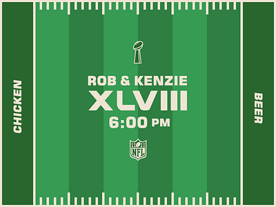 Super Bowl 48 beer chicken clean field football green party payoffs simple superbowl trophy
