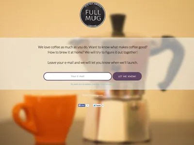 Fullmug.com coming soon page coffee coming soon community form fullscreen background