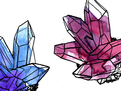 WIP Watercolors and Minerals crystals geodes ink minerals quartz rocks watercolors