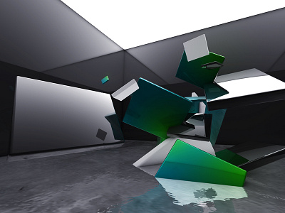 Squares 3d blue geometry green square