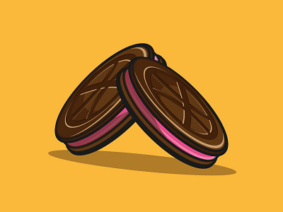 Dribbble Cookies chocolate cookies delicious design dribbble graphic icon illustration pink popular vector web