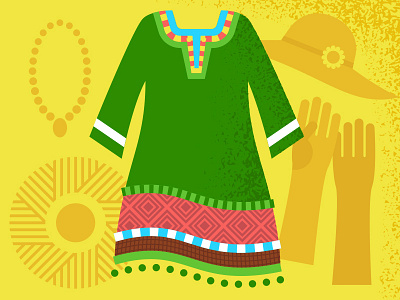 African Dress african clothes clothing colors dress gloves hat illustration necklace skirt