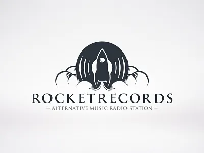 Rocket Records Logo audio cloud identity launch logo logotype music record label records rocket studio vinyl