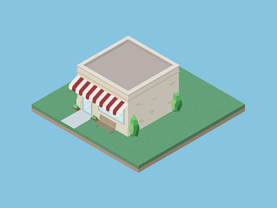 Cute Little Shop 3d bench corner shop store tile window