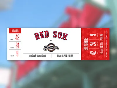 Full Ticket baseball mlb red sox ticket