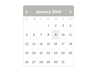 January 9, 2014 calendar flat ui