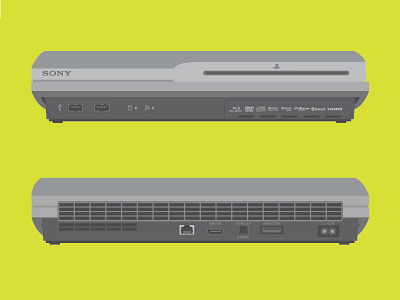 PS3 Slim - Model N.º CECH-2004b console design details flat gaming illustration playstation playstation 3 sony vector