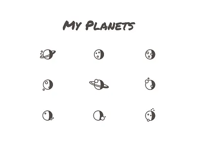 My Planets clean galaxy icons minimal moon planets rounded shadow