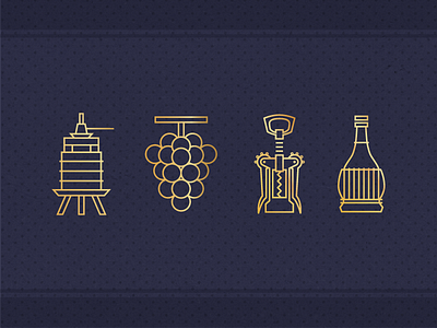 Corinta Icons corkscrew gold grapes icons wine winepress winery