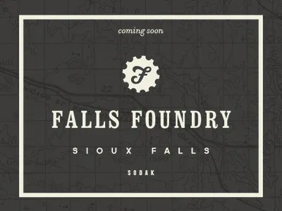 Falls Foundry branding entrepreneurs f foundry gear logo map sioux falls south dakota startup typography
