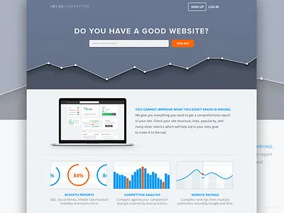 Landing page analytic clean flat graph home internet landing macbook minimal static web website