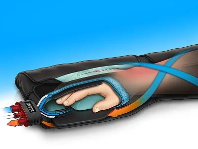 Cold Compression Wrap cutaway illustration technical illustration
