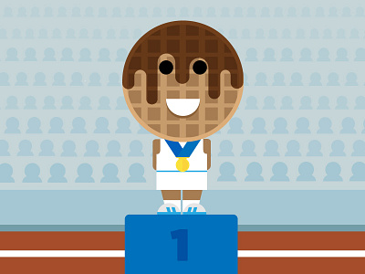 Waffle Man breakfast character illustration podium stadium waffle win