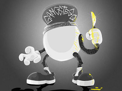 Gangstegg cap drawing egg gangster illustration knife pahito rosario
