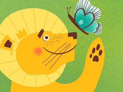 Lion color butterfly green illustration lion yellow
