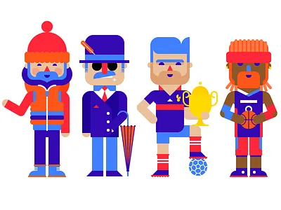 Characters basketball cantona character cup football france illustration man soccer umbrella villain winter