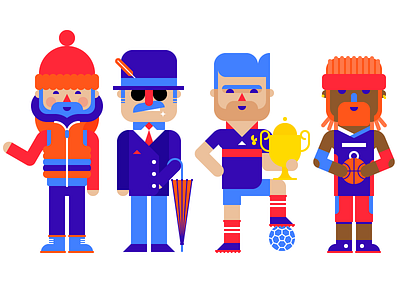 Characters basketball cantona character cup football france illustration man soccer umbrella villain winter