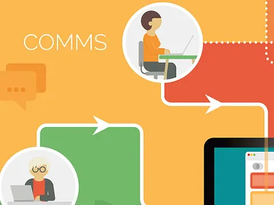 Hard at work arrows icon illustration illustrator laptop people raleway light vector based