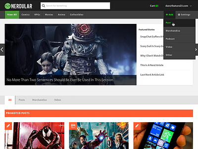 Nerdular Screenshot add post ecommerce featured green myriad pro nerds nerdular orange shopping cart