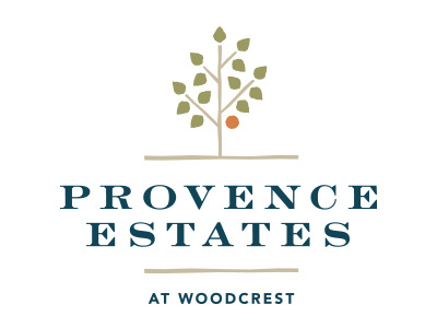 Provence Estates Logo blue home identity logo minimal orange real estate tree