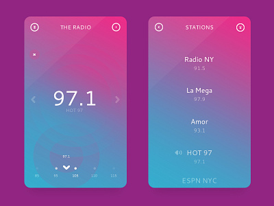 The Radio blu design gradients nyc playoffs radio ui