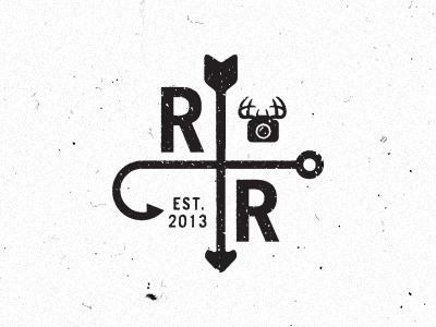 R&R black and white crest fishing hunting icon initials r and r symbol