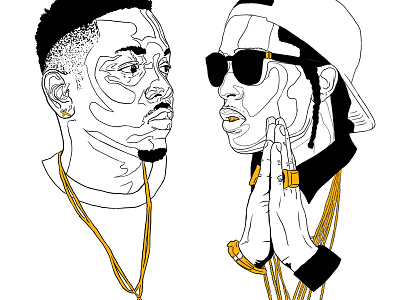 Kendrick // A$AP asap rocky chains fade gold grill illustration jewelry kendrick lamar music rap rapper shades