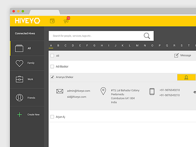 Hiveyo Web Dashboard contact dashboard flat metro ui ux web app