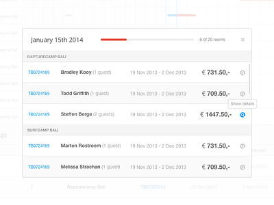 Day details interface modal modal window progress table tooltip ui web web app webapp webdesign website